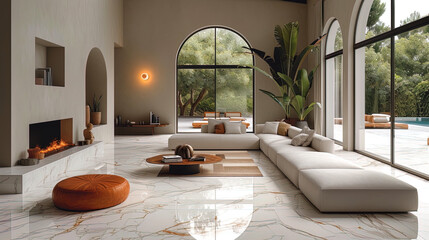 A laminate with a granite effect that gives the interior notes of luxury and resista