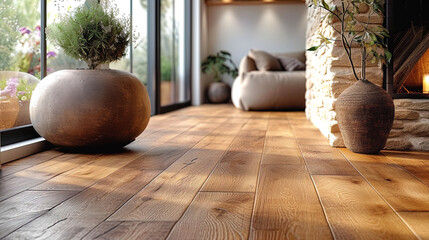 A light brown laminate with delicate shades, creating an atmosphere of comfort and hea