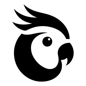 recommend clip art: Cockatiel parrot face vector icon, clipart, symbol, black color silhouette