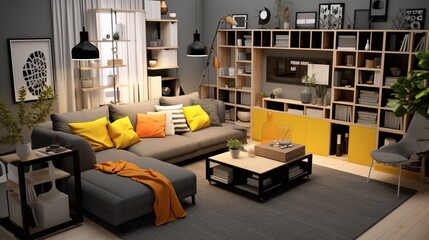 Modern living room interior design 