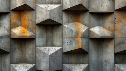 Concrete texture with applied geometric shapes adding interest to the surfac