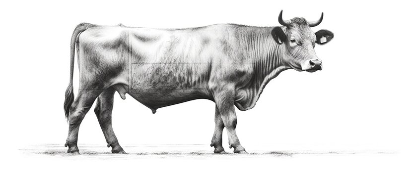 Hand drawn cow. Sketch illustration
