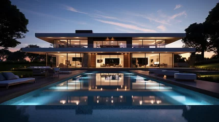Fototapeten luxe modernist villa. a luxurious modernist villa with swimming pool © Aura