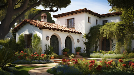 Fototapeta premium mediterranean villa style on sunny bright day