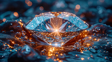 Diamond with a snow diamond effect shine and light that give the diamond the effect of a snow diam - obrazy, fototapety, plakaty