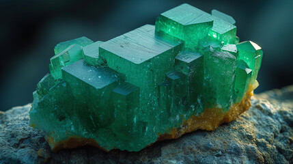 Emerald with relief crystals relief elements that create crystalline forms on the surface of the emeral