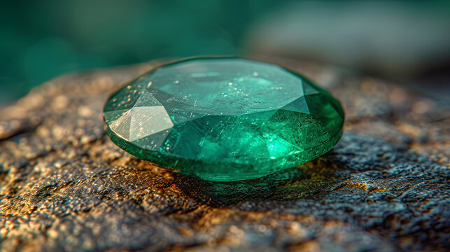 Emerald with the effect of green sea tide shine and light, giving the emerald the effect of green sea tid