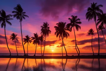 Foto op Aluminium Strand zonsondergang beautiful beach view with sunset