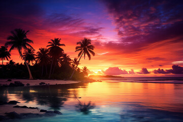 Fototapeta na wymiar beautiful beach view with sunset