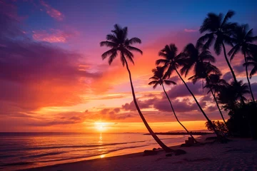 Cercles muraux Coucher de soleil sur la plage beautiful beach view with sunset