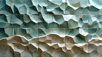 Geometric tiles with a three dimensional effect, creating the impression of vol