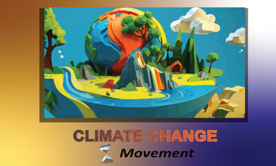 Climate Change movement brochure for Earth Hour social media template