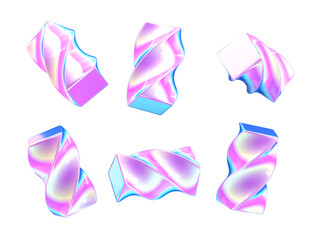 3d Rendering abstract Holographic shape Illustration Collection