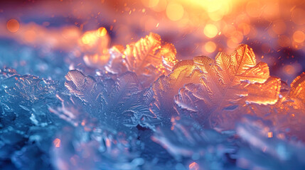 Ice with abstract engravings complex and stylized patterns created on the surface of i
