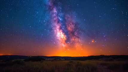 Lightning among the stars arrows of light breaking the night sky create the impression of a bridge between the sta