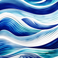 abstract blue waves, generative ai, watercolor