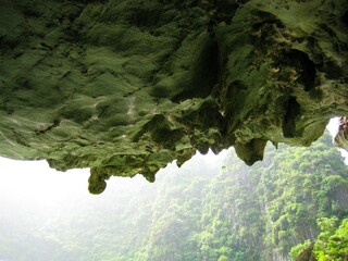 View from inside of cave in Ha Long Bay, Vietnam