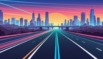 Stunning Vector Art of Modern Freeway and Overpass - obrazy, fototapety, plakaty