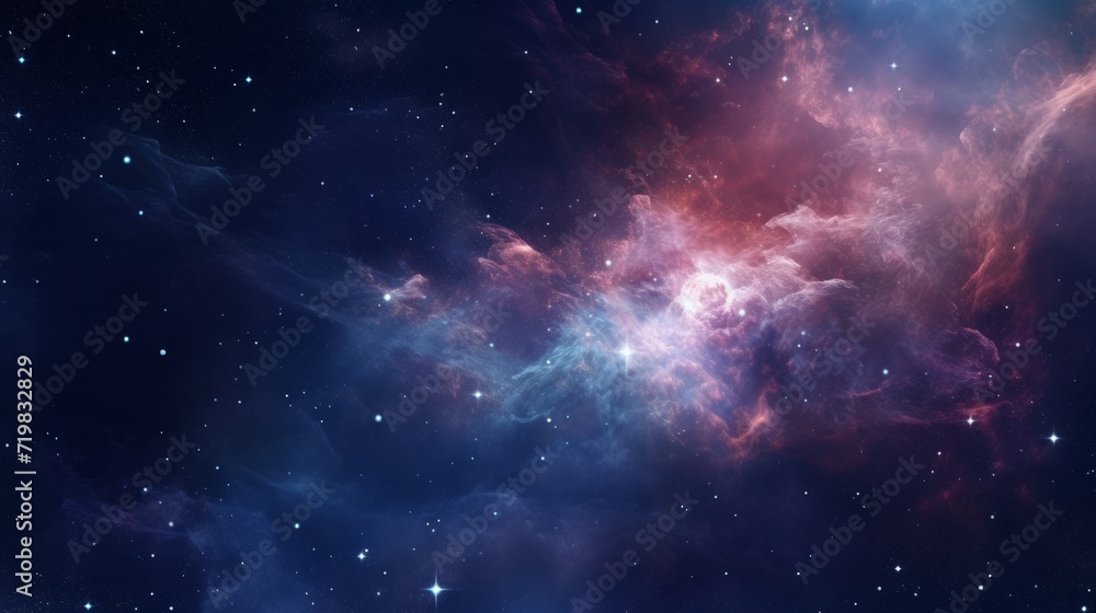 Wall mural space background with realistic nebula and shining stars. neural network ai generated art