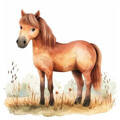 adorabel horse with watercolor drawing