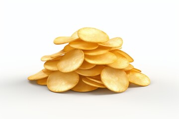 Classic Potato Chips Stack, Perfectly Arranged on an Isolated White Background, Generative AI