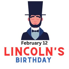 Happy Birthday Lincoln's, Happy Presidents day in United States. Washington's Birthday. Federal holiday in America. Celebrated in February 12. Poster, banner and background