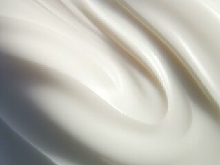 A close up of a white cream with elegant swirls. Generative AI.