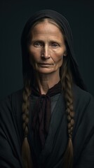 Naklejka premium A confident and cheerful woman with braided hair. Generative AI.