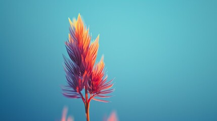 a plant on a blue background with a blurry image