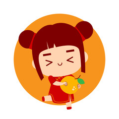 Cute Girl Cartoon Character Chinese New Year