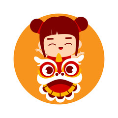 Cute Girl Cartoon Character Chinese New Year
