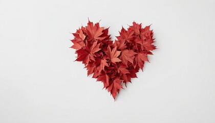 Minimalist Light Red Heart Shape Made of Dry Leaves