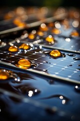 Close-up view of solar panels reflecting sunlight, showcasing the clean energy potential of photovoltaic technology, Generative AI