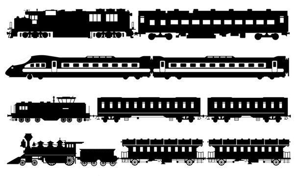 Train silhouette vector illustration collection