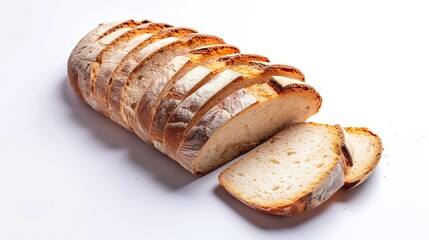 Sliced Sourdough Bread isolated on white background, homemade bakery concept : Generative AI