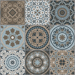 Italian ceramic and porcelain patterns. Mediterranean culture. Seamless geometric tiles and flooring. vector illustration