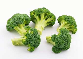 A set of broccoli. Isolated on a white background : Generative AI