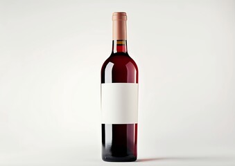 Obraz premium Red wine bottle with blank label on white background. Easily apply your custom design on the label. : Generative AI