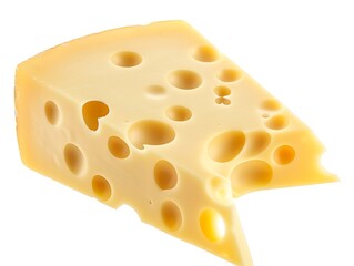 Emmental cheese triangle, Swiss cheese, isolated on white background. : Generative AI