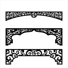 Craftsman Bracket cornice pieces for decorating or shelves. Decoration vector design for cutting on CNC or laser cut on wood corner design sample. wood corner home decoration © Shabana