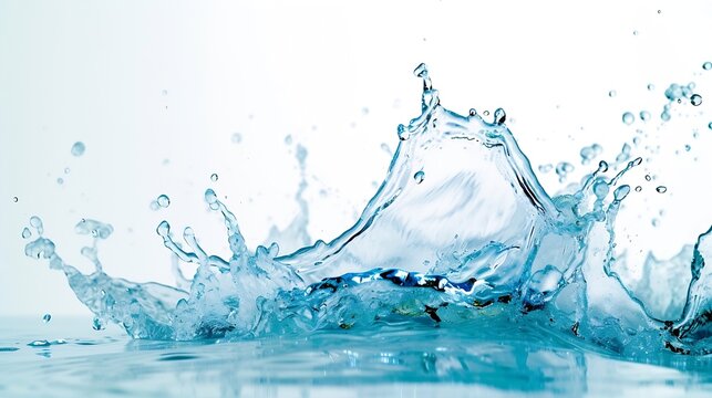 Blue water splash isolated on white background. : Generative AI