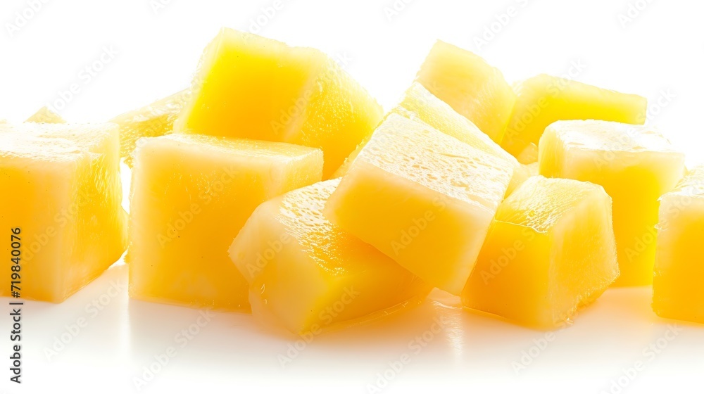Aufkleber mango cube slices isolated on white background : generative ai