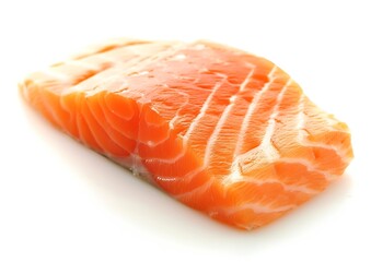 salmon, trout, steak, slice of fresh raw fish, isolated on white background : Generative AI