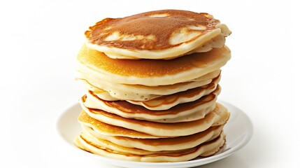 A stack of fluffy pancakes isolated on white background : Generative AI