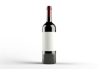 Fototapeta premium Red wine bottle with blank label on white background. Easily apply your custom design on the label. : Generative AI