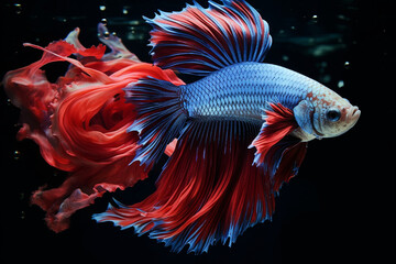 Fototapeta premium beautiful betta fish, black background