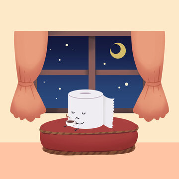 illustration of a cup of coffee with toilet paper