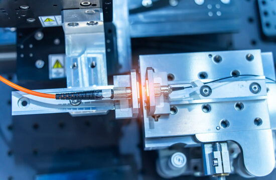 Experiment with laser device in optical laboratory
