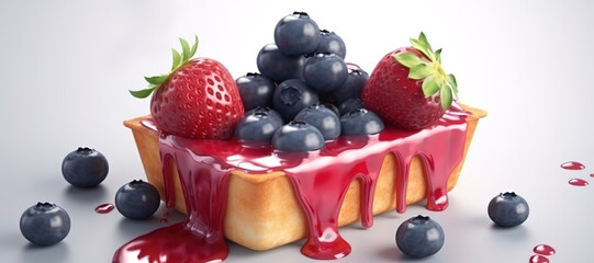 strawberry and blueberry tart cake, melt, fruit, delicious 13