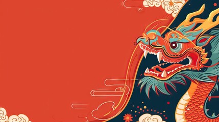 Year of the dragon zodiac sign. Happy Chinese new year 2024 background with copy space - AI Generated Abstract Art